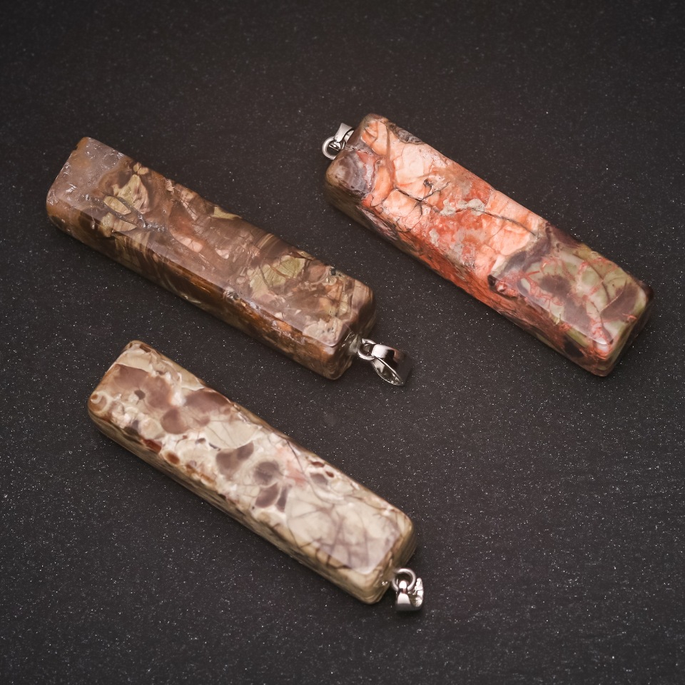 Wisiorek z jaspisu Picasso naturalny 13×54 mm