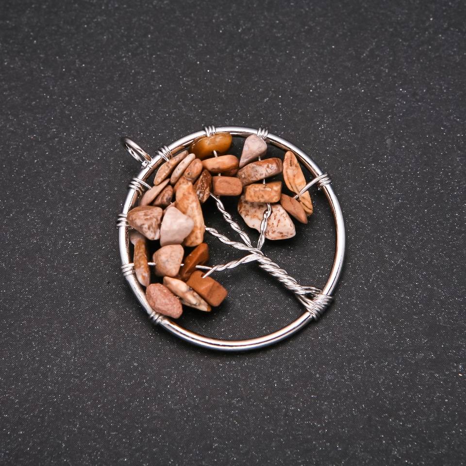 Wisiorek „Drzewo szczęścia” z pejzażowego jaspisu, średnica 30 mm