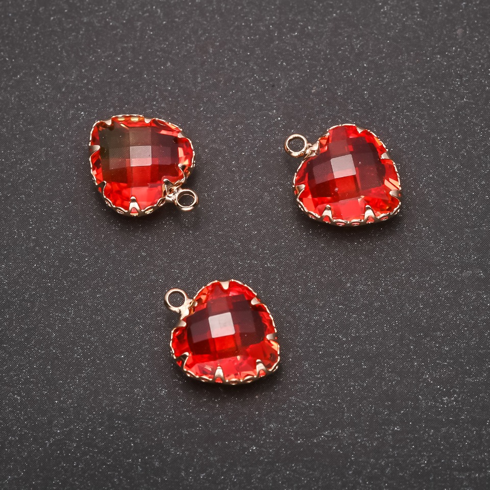 Wisiorek «Serce» kolor pomarańczowo-żółty, złota oprawa 12×15 mm