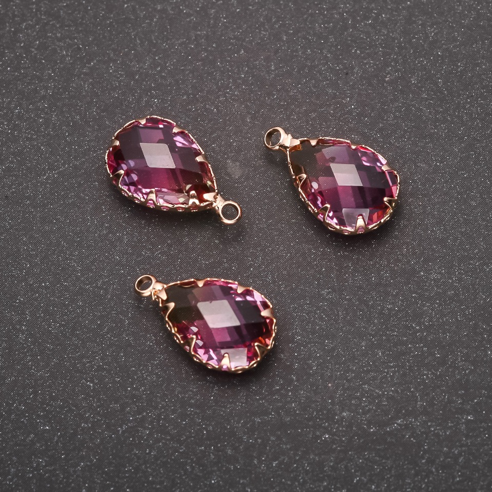 Wisiorek „Kropla” w kolorze żółto-malinowym, złocista oprawa 10×17 mm