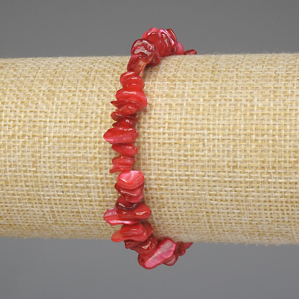 Bransoletka z tonowanej masy perłowej na gumce, drobinki 7(±)mm, długość 18 cm