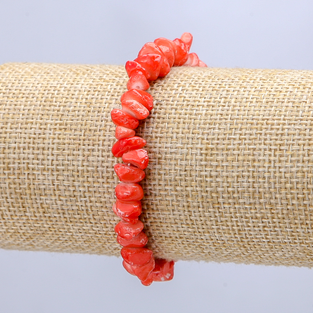 Bransoletka z tonowanej masy perłowej na gumce, drobinki 7(±)mm, długość 18 cm