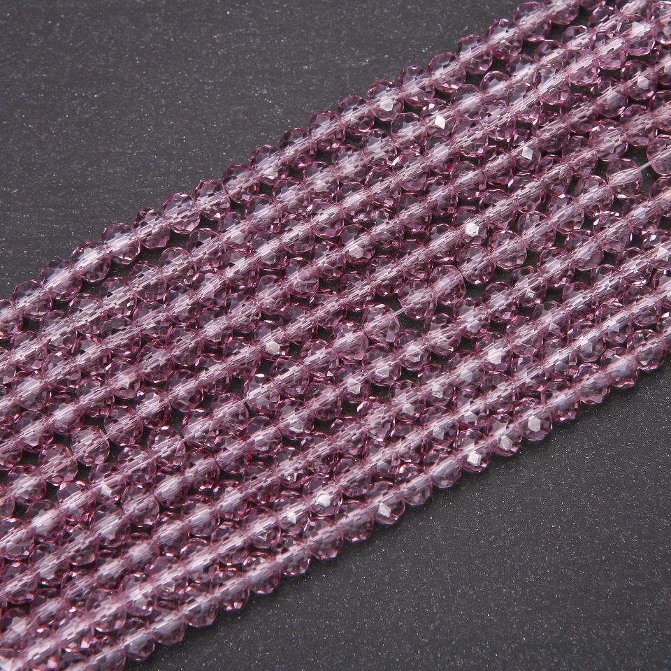 Koraliki z czeskiego kryształu glicynowego rondel 6×4,5 mm, długość nici 38 cm