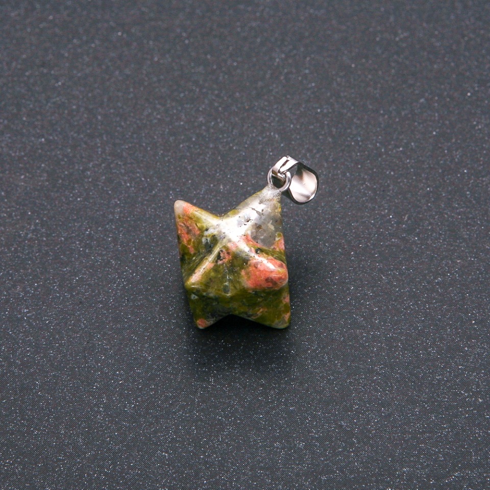 Wisiorek Merkaba z jaspisu i heliotropu 10x10 mm