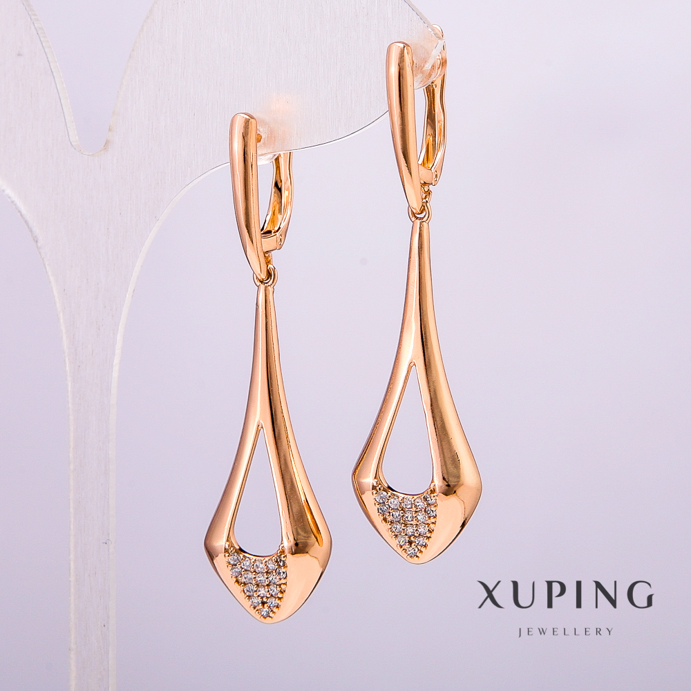 Kolczyki Xuping pozłacane 18K z białymi kryształami 55×18×14 mm +