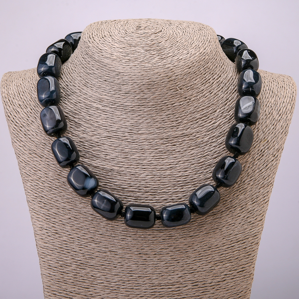 Naszyjnik z naturalnego kamienia – agat oczkowy, bryłka 20×15 mm, długość 45 cm +