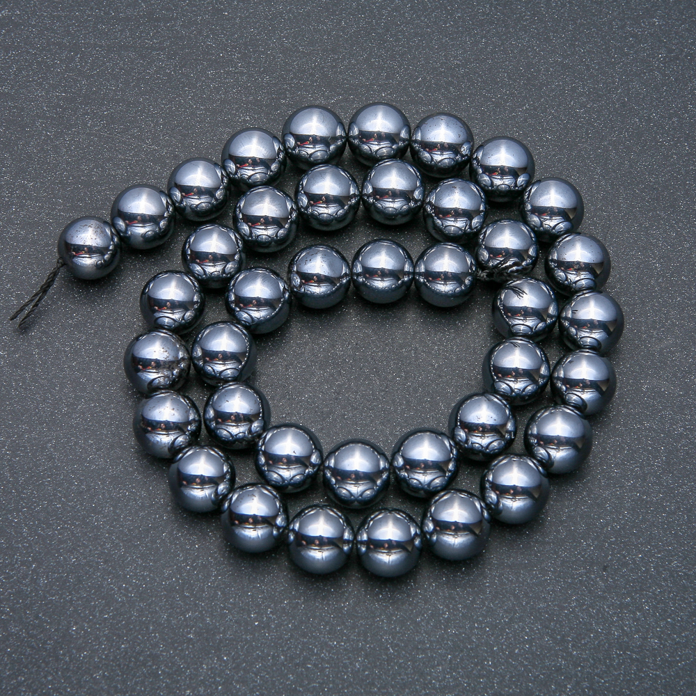 Koraliki na nici Teraherc, gładkie kulki, średnica 12 mm, długość 39 cm