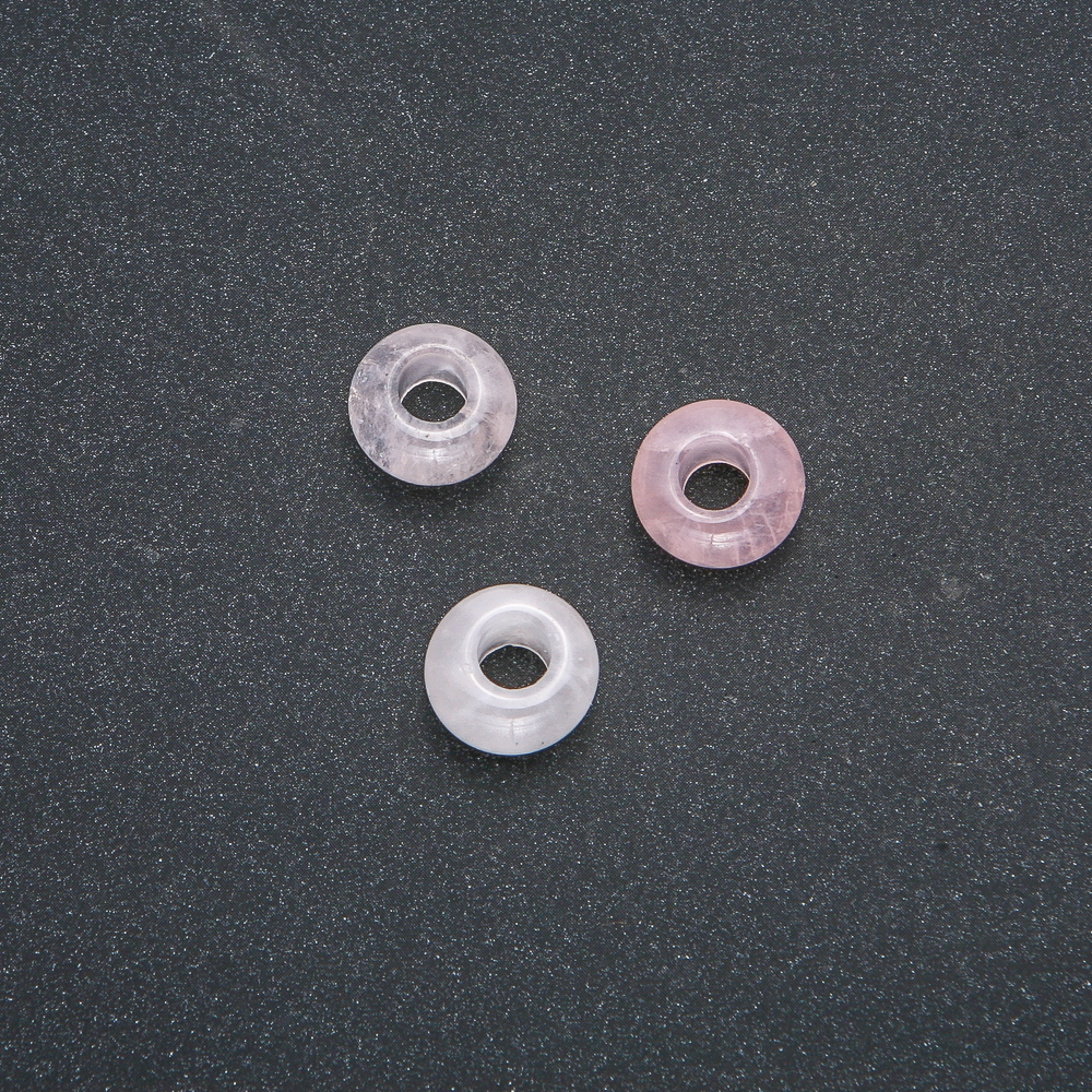 Koralik Pandora z naturalnego kamienia - różowy kwarc 14x7 mm, średnica otworu 5,5 mm+