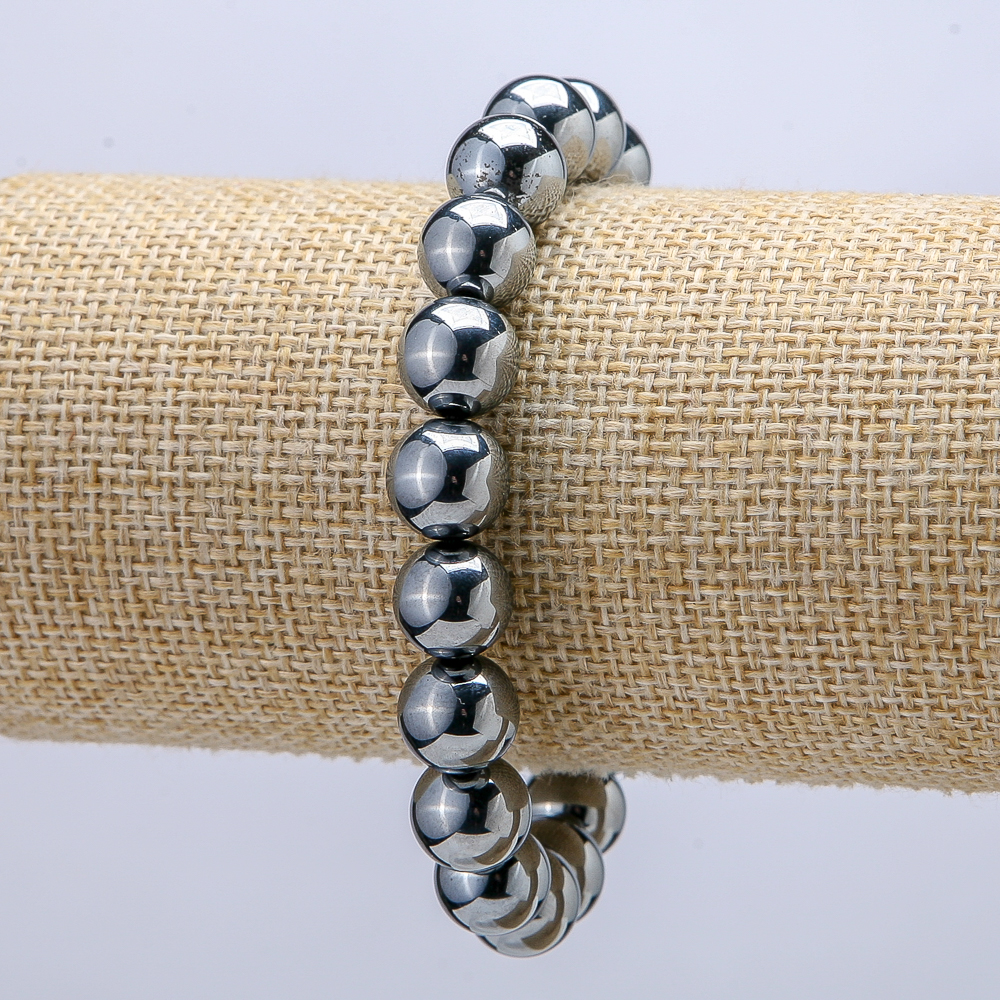 Bransoleta na gumce z terahercu, średnica koralików 10 mm, długość 18 cm +