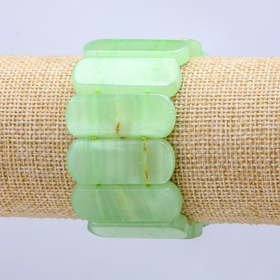 Bransoletka z onyksu prasowanego na gumce — gładkie ogniwa 33×13 mm+