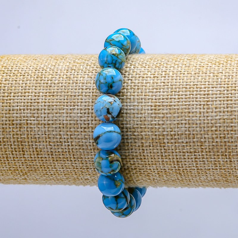 Bransoletka na gumce z cesarskiego jaspisu – gładka kulka, średnica 10 mm, długość 18 cm