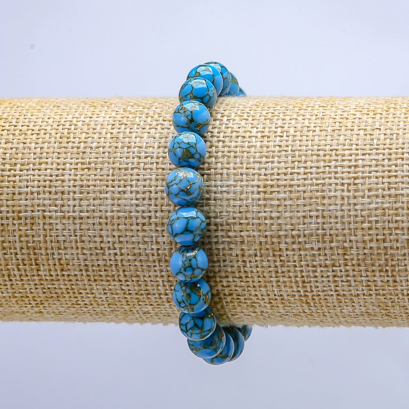 Bransoletka na gumce z jaspisu cesarskiego, gładkie kuleczki, średnica 8 mm ±, długość 18 cm ±