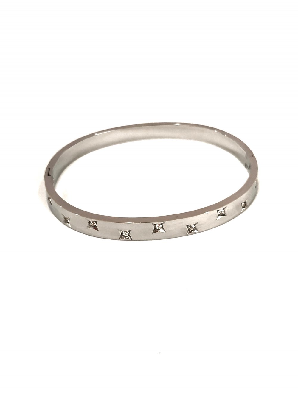 Bransoletka Xuping rodowana z białymi kryształami, grubość 6 mm, średnica 64×53 mm