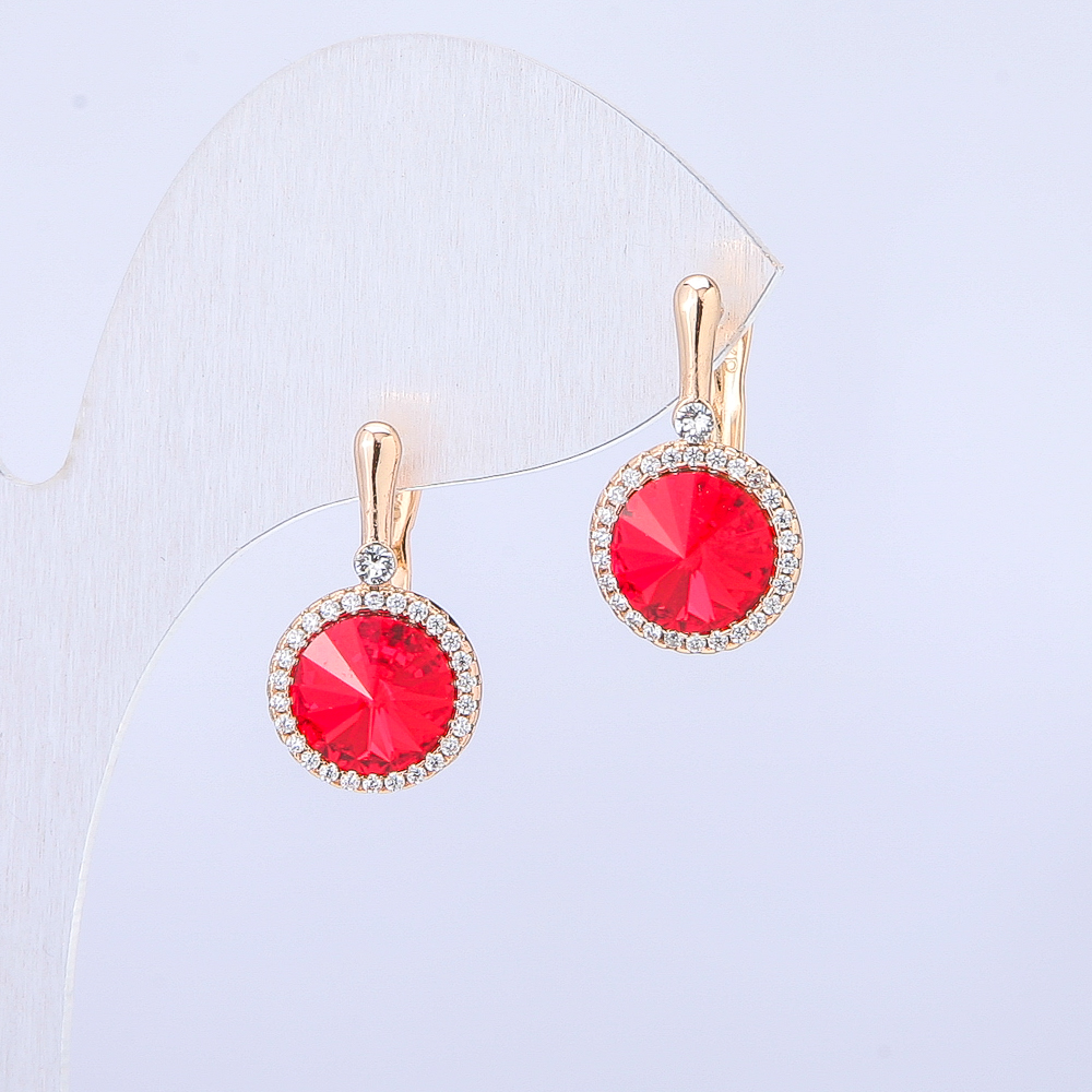 Kolczyki Xuping pozłacane 18K z kryształami Swarovski i białymi cyrkoniami, średnica 19×10 mm +