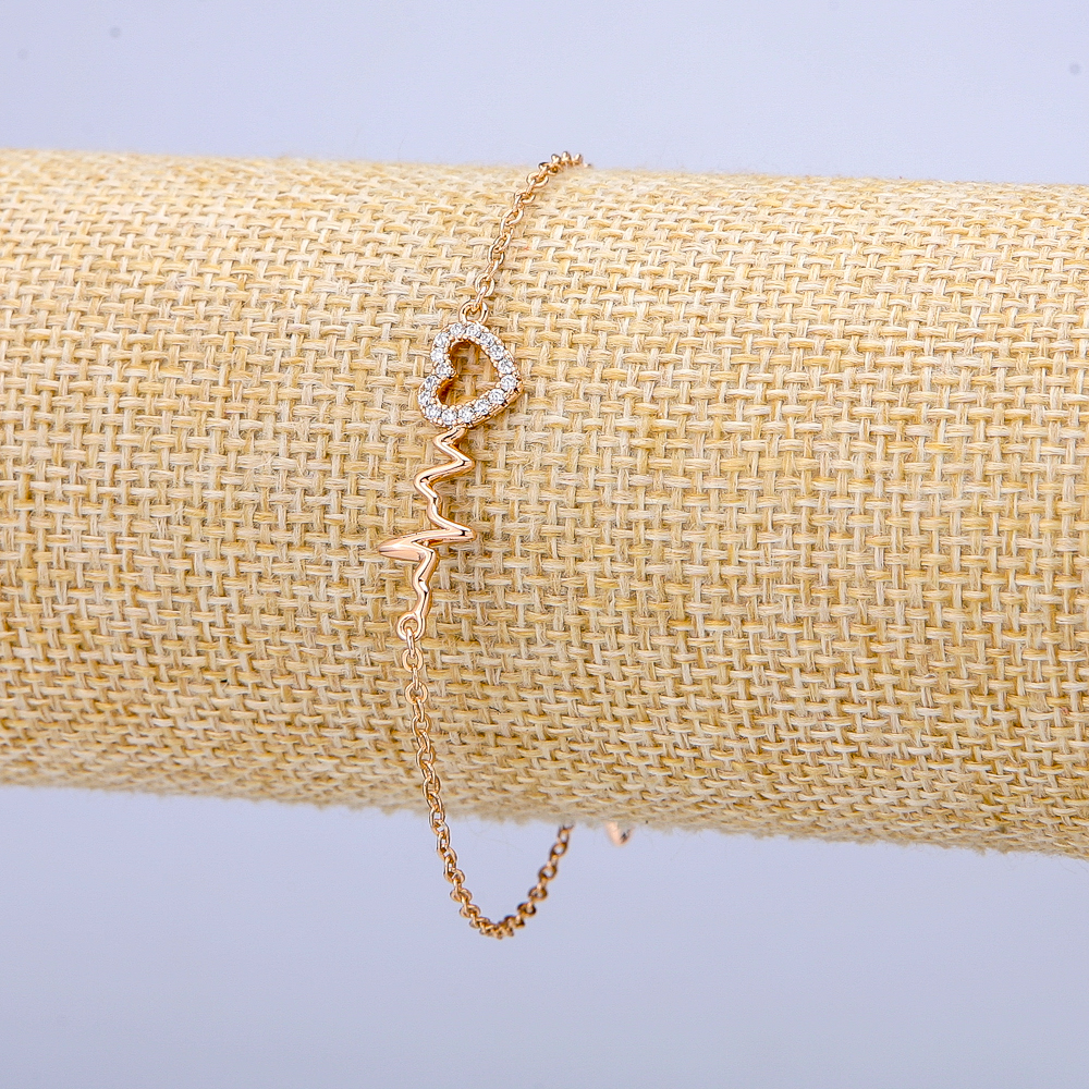 Bransoletka Xuping pozłacana 18K z białymi kryształami, grubość 1 mm, długość 17–20 cm