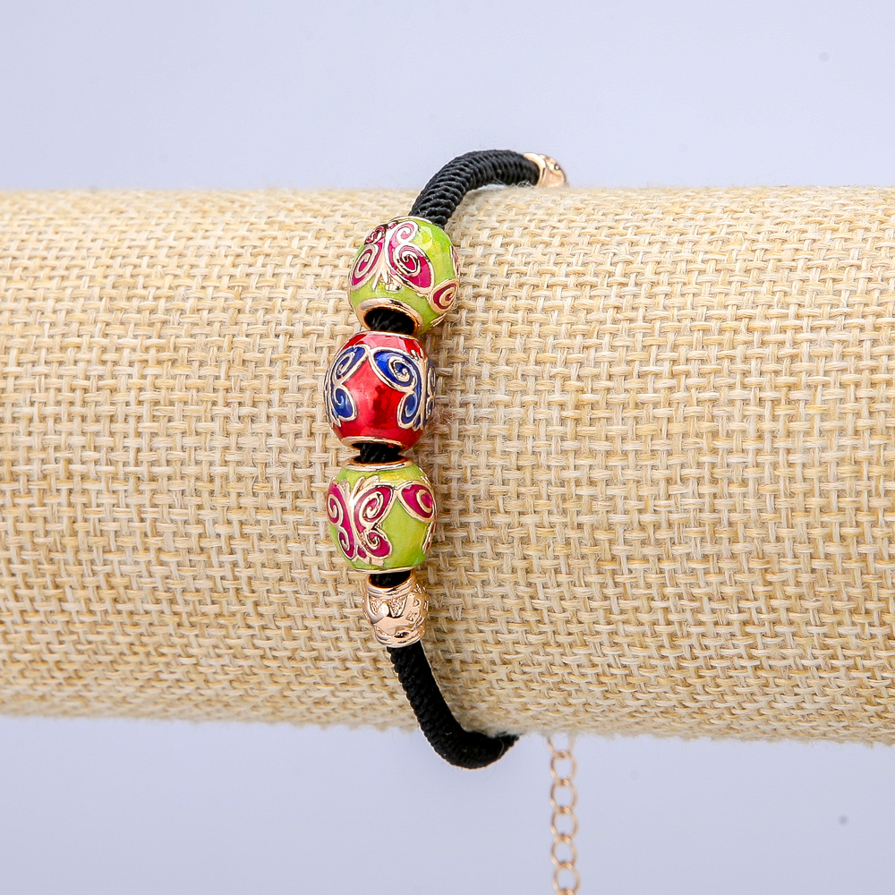 Bransoletka Xuping pozłocenie 18K koraliki w kształcie motyli na sznurku, grubość 3 mm, średnica 10 mm, długość 18-22 cm