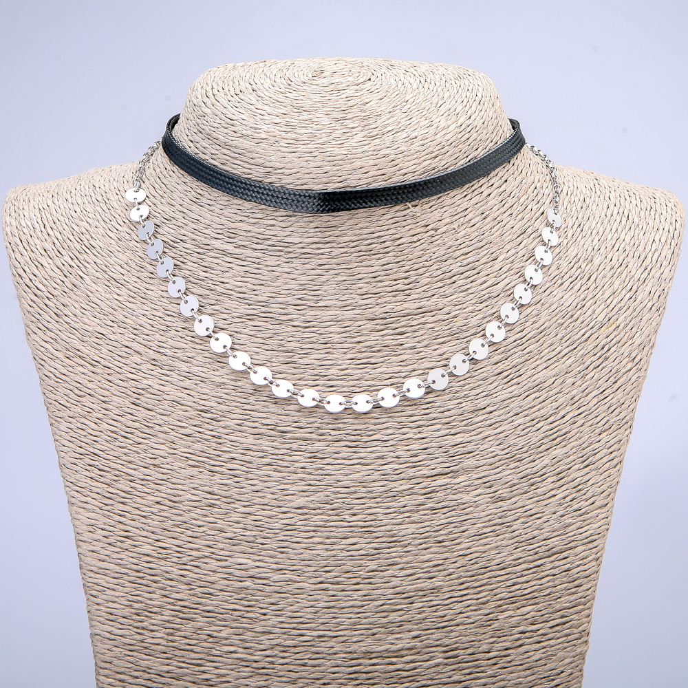 Choker Xuping z pokryciem rodowym i sznurkiem, grubość 5,5 mm, długość 31–39 cm