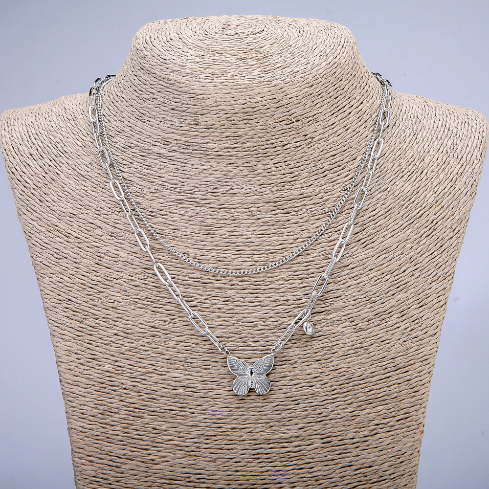 Łańcuszek Xuping z zawieszką i białą cyrkonią rhodiowaną, grubość 4 mm i 1,7 mm, długość 46 cm