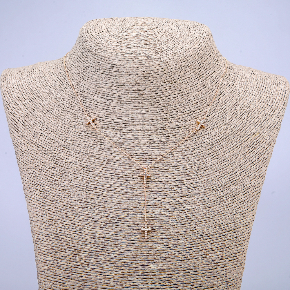 Łańcuszek Xuping z pozłoceniem 18K z zawieszkami z białymi cyrkoniami, grubość 0,6 mm + -, długość 48-53 cm +