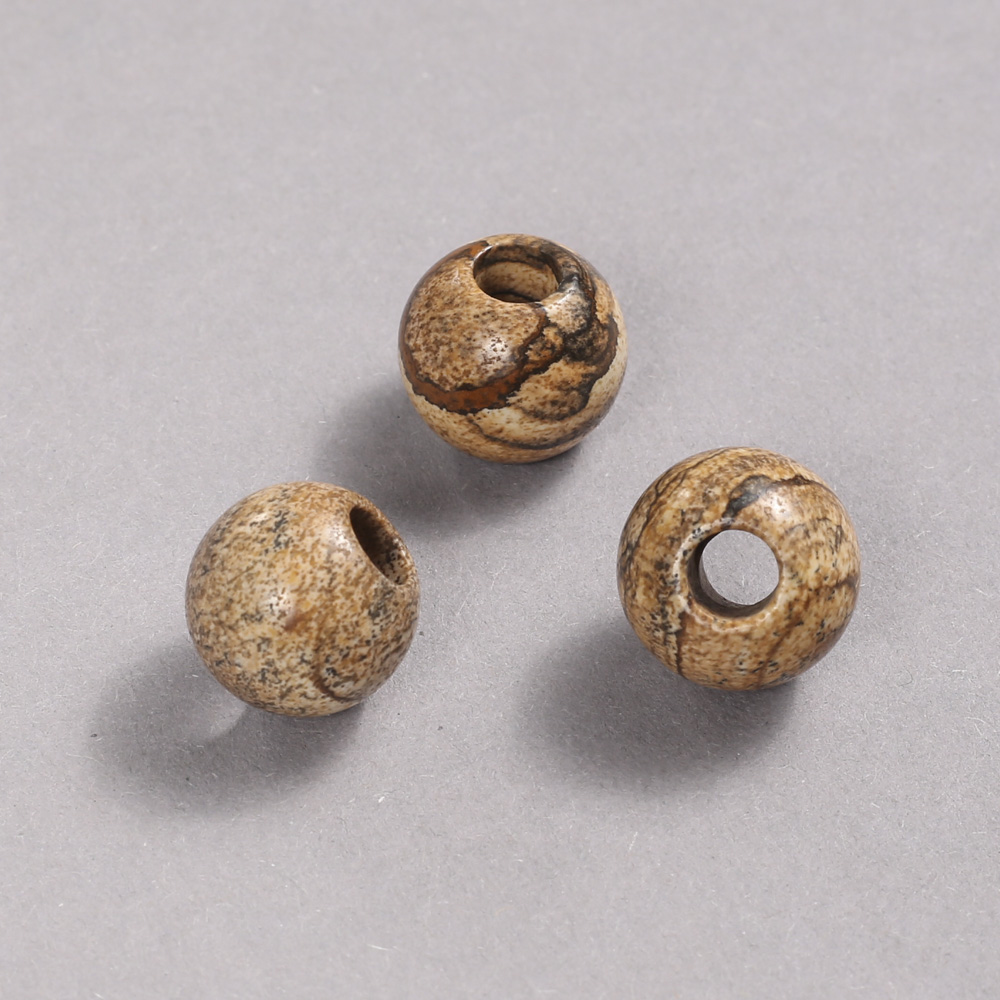 Koralik Pandora z naturalnego kamienia - jaspis pejzażowy 14×12 mm + -, otwór 5,5 mm +