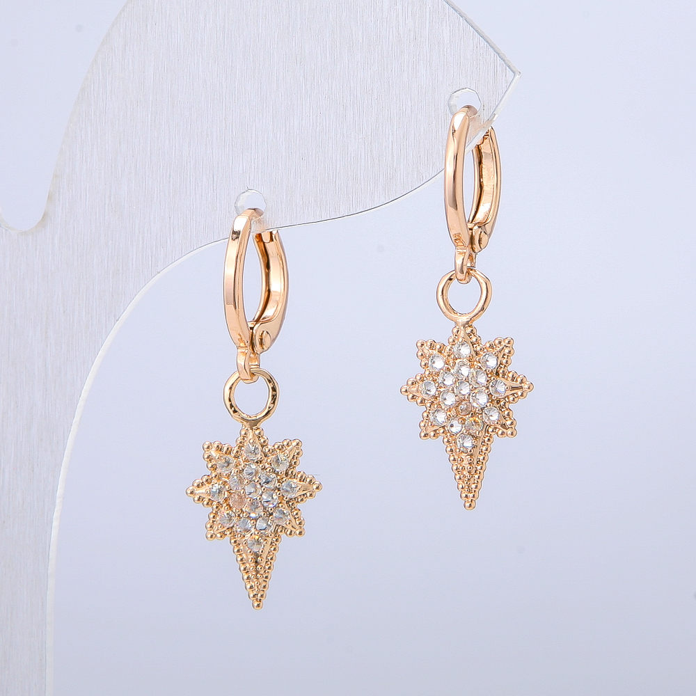 Kolczyki Xuping Pozłacane 18K z białymi kryształami, średnica 30 x 10 mm +