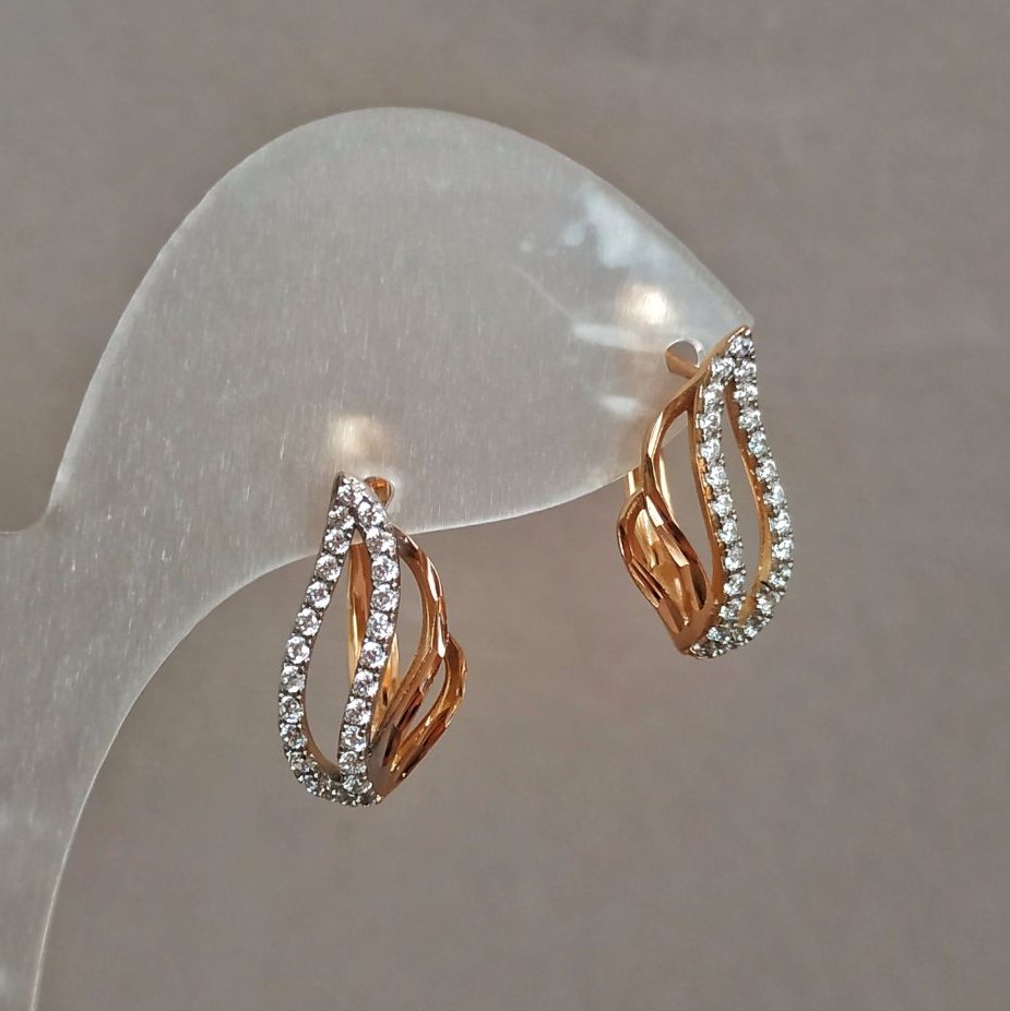 Kolczyki Xuping Pozłacane 18K z białymi cyrkoniami, średnica 18×8 mm +