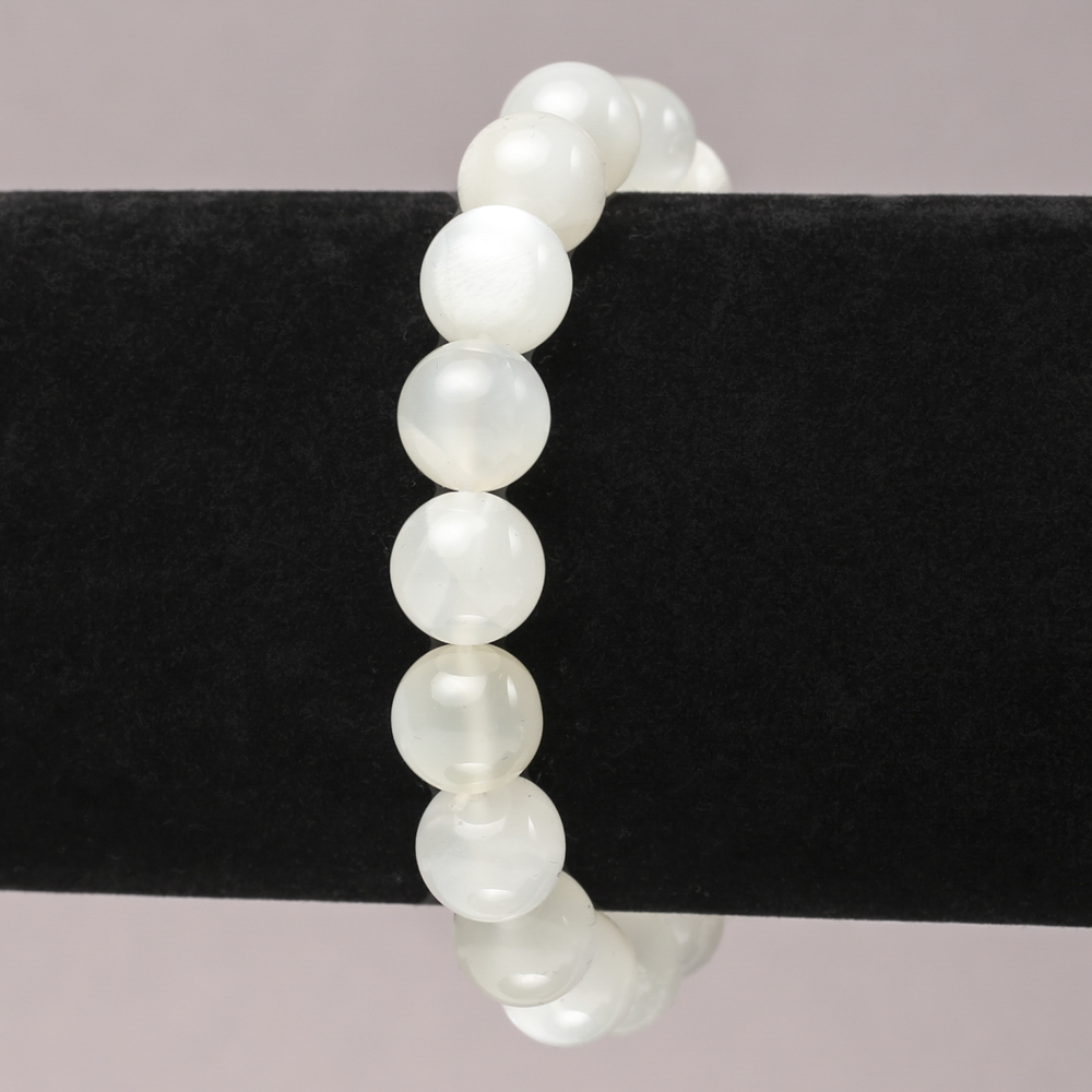 Bransoletka z adularu z gładkich kulek o średnicy około 10 mm+