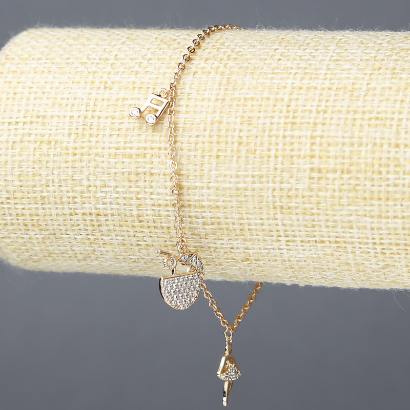 Bransoletka Xuping z pozłotą 18K i białymi kryształami, grubość 1,5 mm, długość 18–21 cm