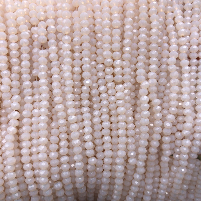 Koraliki z czeskiego kryształu na żyłce, matowe brzoskwiniowe fasetowane rondelki, średnica 3×2,5 mm, długość 36–38 cm