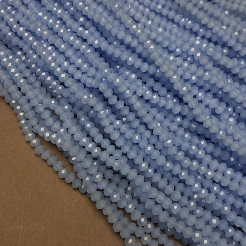 Koraliki z czeskiego kryształu na żyłce w kolorze chabrowo-matowym, fasetowane rondelki, średnica 3,5×3 mm, długość 36–38 cm