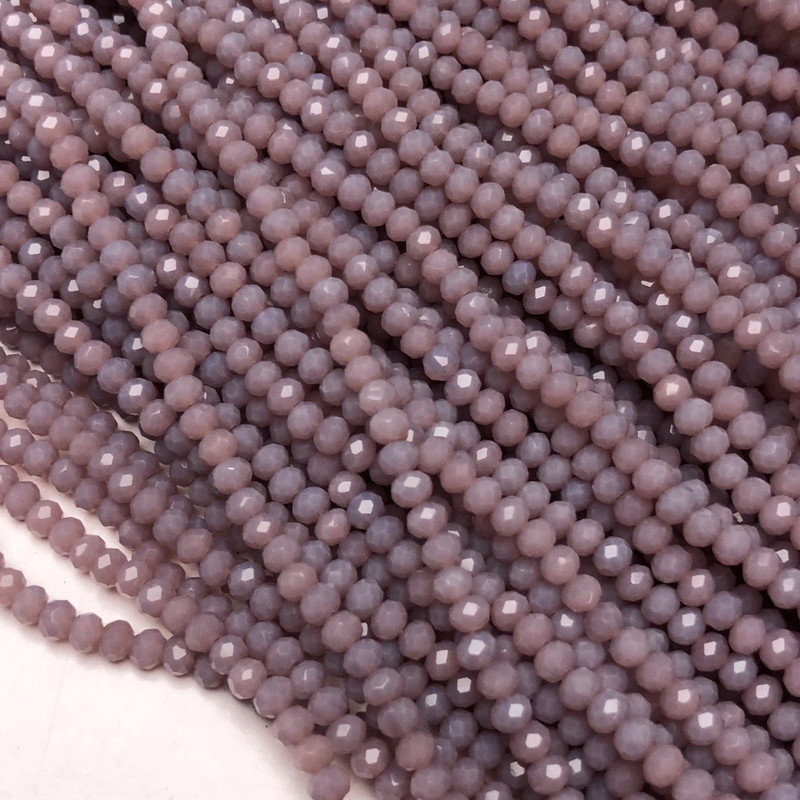 Koraliki z czeskiego kryształu na nici, fioletowo-matowe, fasetowane w kształcie rondla, średnica 3,5×3 mm, długość 36–38 cm +