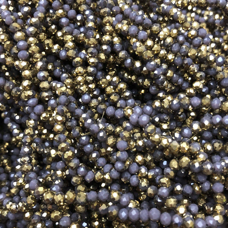 Koraliki z czeskiego kryształu na nitce, asortyment fioletowy matowy z powłoką, fasetowane rondelki, średnica 3,5×3 mm, długość 36–38 cm