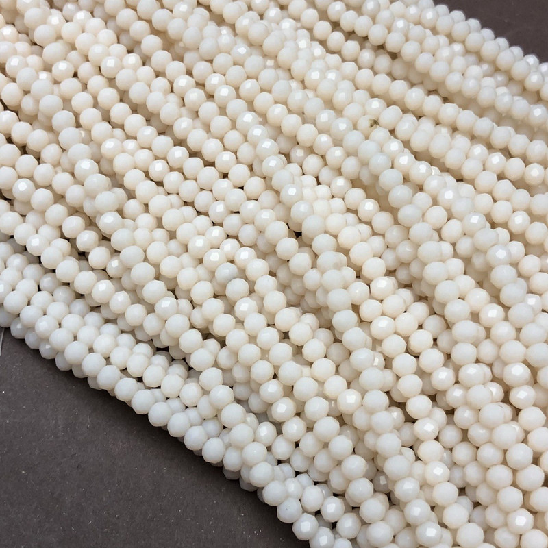 Koraliki czeskiego kryształu na żyłce, brzoskwiniowy matowy fasetowany rondel, średnica 3,5×3 mm, długość 36–38 cm +