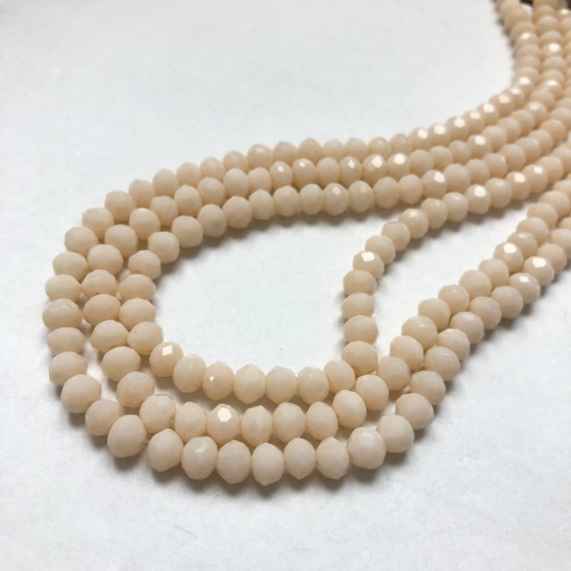 Koraliki czeskiego kryształu na nitce, brzoskwiniowe matowe, fasetowane rondle, średnica 6×4,5 mm, długość 38–40 cm