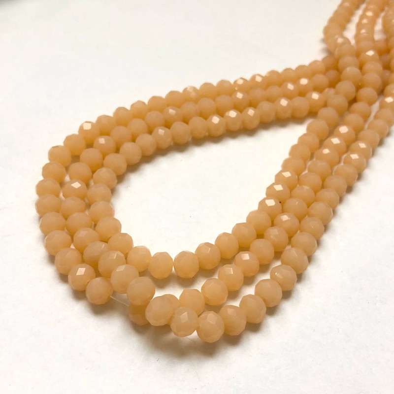 Koraliki Czech Crystal na nitce, pudrowo-matowe, fasetowane rondle, średnica 6×4,5 mm, długość 38-40 cm