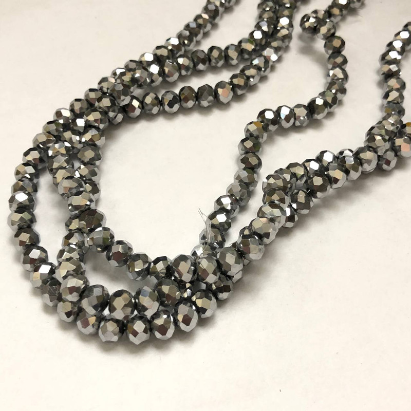 Koraliki z czeskiego kryształu na żyłce z fasetowanym rondelkiem, średnica 6×4,5 mm, długość 38–40 cm +