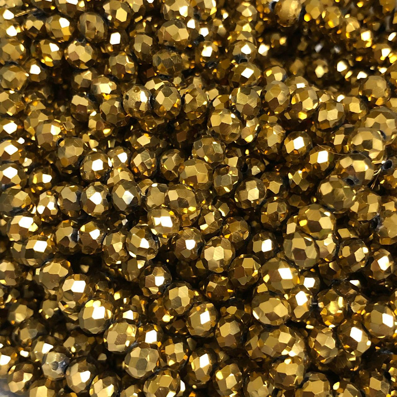 Koraliki czeskiego kryształu na żyłce z powłoką napylaną, granowany rondel, średnica 6×4,5 mm, długość 38–40 cm