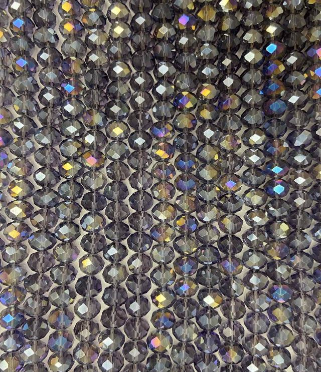 Koraliki czeskiego kryształu na żyłce, fioletowe z powłoką benzynową, fasetowany rondel, średnica 8×6 mm, długość 40–41 cm +