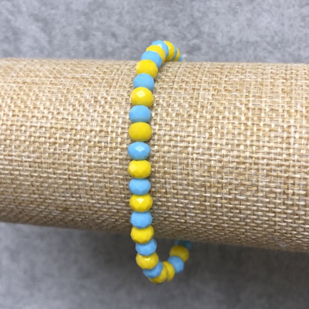 Bransoletka na gumce z czeskiego kryształu Ukraina, fasetowany rondel, średnica 6 × 4 mm, długość 18 cm