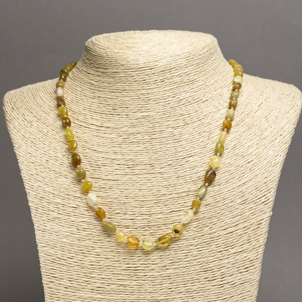 Naszyjnik z naturalnego jadeitu, fasetowane kulki, średnica 7×6 mm, długość 45 cm+