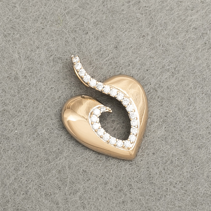 Wisiorek Xuping pozłacany 18K Serce z białymi kryształami, średnica 20×15 mm +