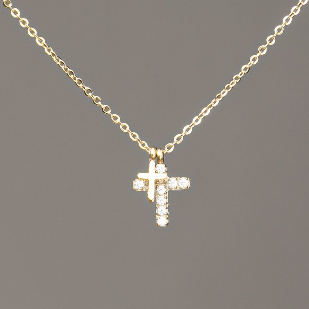 Łańcuszek Xuping pozłocenie cytrynowe z zawieszką i białymi kryształami 12×9 mm + -, grubość 1 mm + -, długość 40–45 cm +