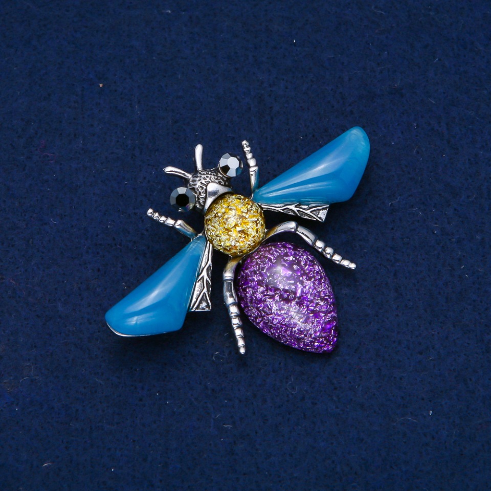 Broszka motyl z metalu srebrzystego 47×62 mm +