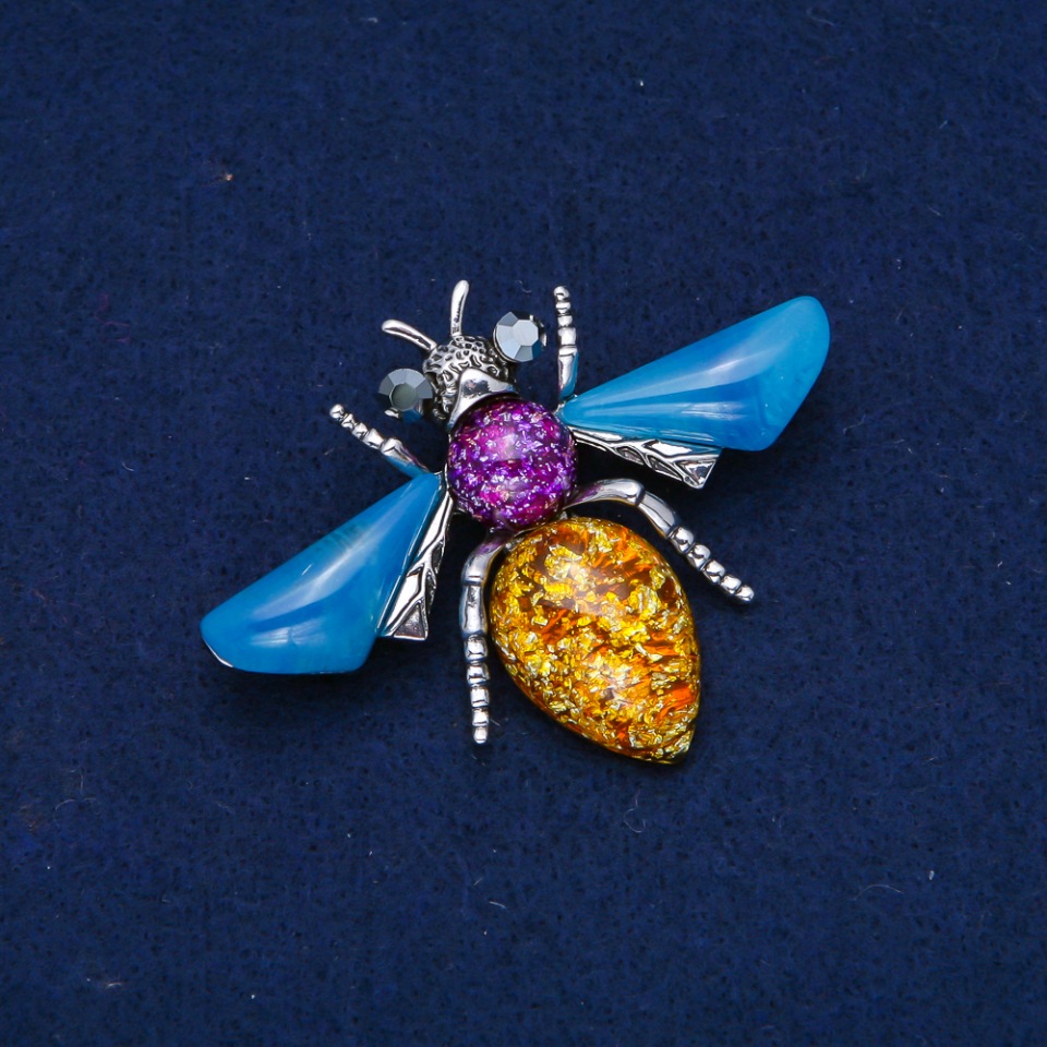 Broszka «Motyl» srebrny metal 47×62 mm +