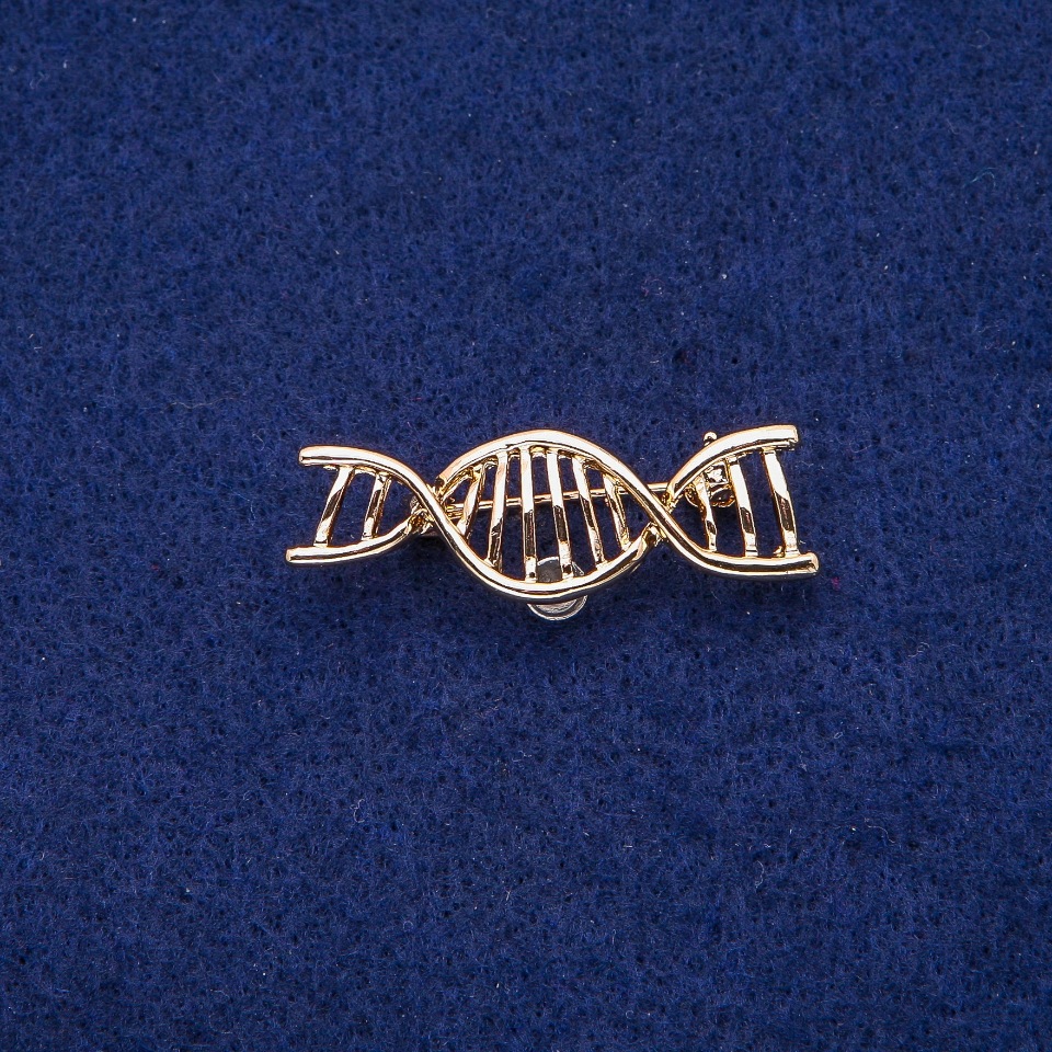 Broszka Spirala DNA 13×40 mm, złoty metal