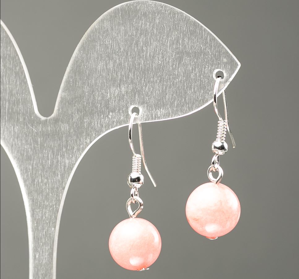 Kolczyki z kamienia turmalin (sztuczny) gładka kulka, średnica 10 mm, długość 32 mm