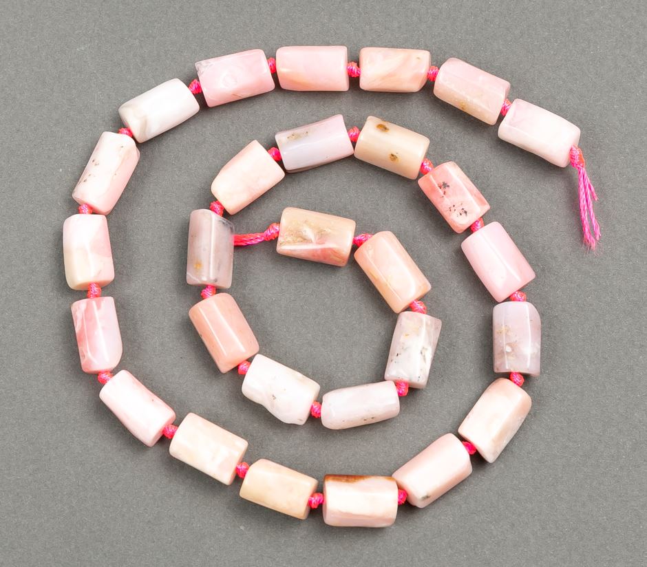 Koraliki na nitce z naturalnego kamienia opalu fasetowane, d 13-12×8-7 mm, długość 42 cm+