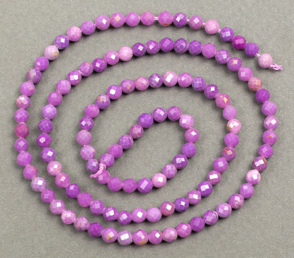 Koraliki fasetowane z fosfosyderytu naturalnego na nici, średnica 3,5 mm, długość 40 cm