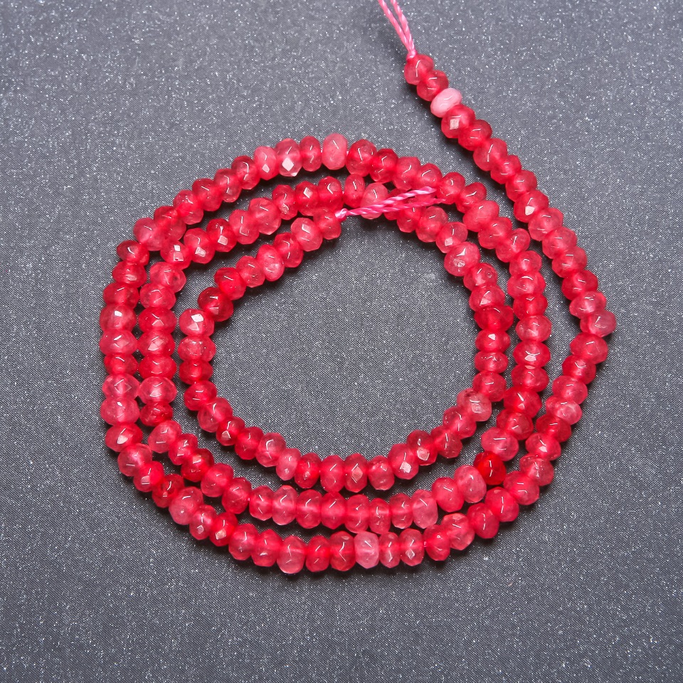 Koraliki turmalinu syntetycznego, fasetowane w kształcie rondla, średnica 4×3 mm, długość nici 38 cm