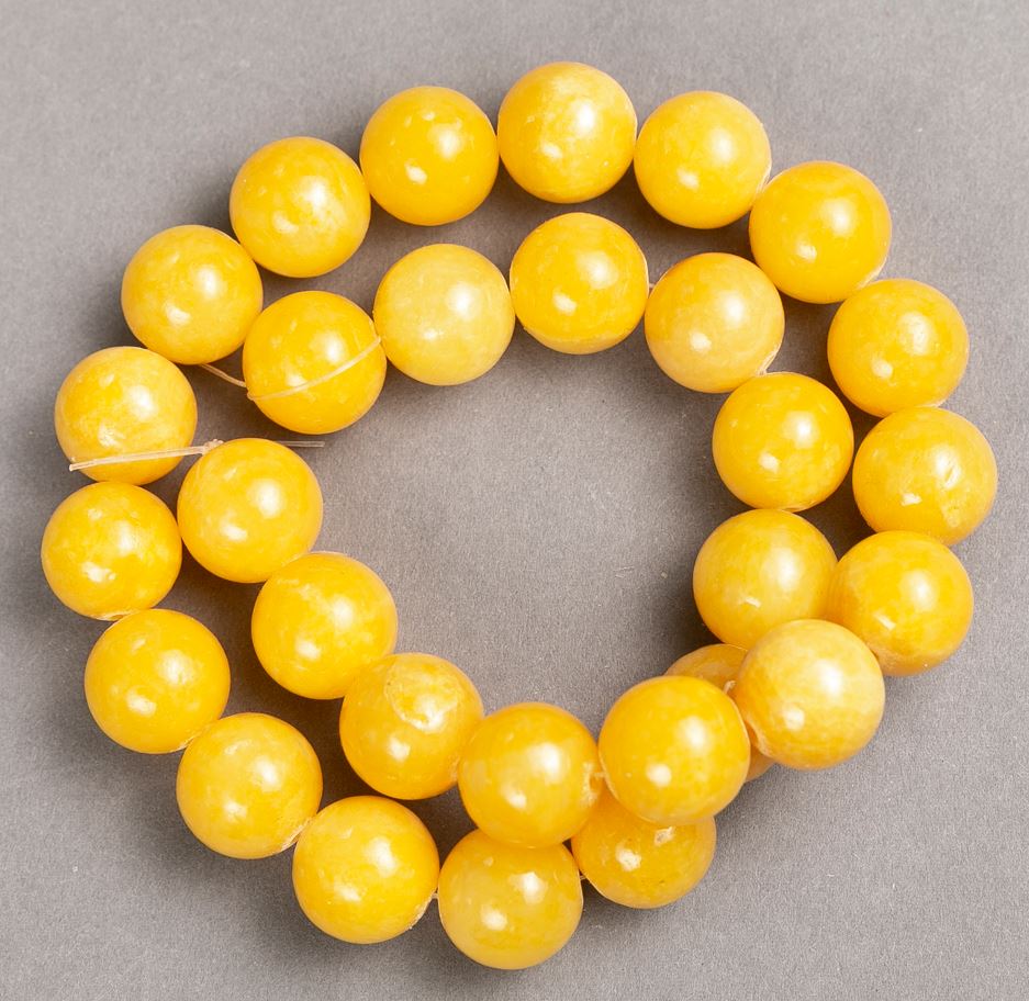 Koraliki na żyłce cytryn (sztuczny akryl) gładkie kuleczki, średnica 14 mm ±, długość 40 cm+